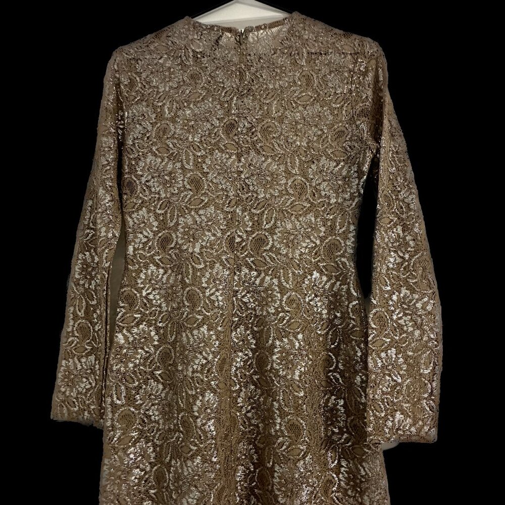 Nasty Gal After/Party crew neck gold lace dress Size XS